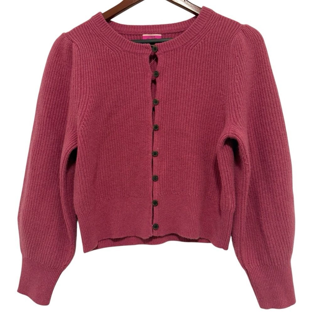 J. Crew NWT Cashmere Puff Sleeve Sweater Hip Length  Mauve/ Pink Medium